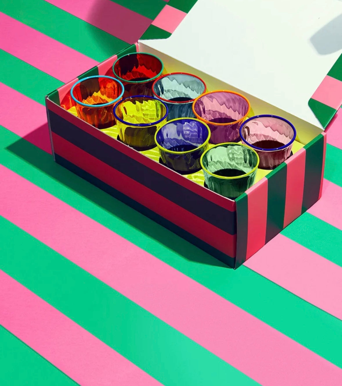 Rainbow Glass Set of 8