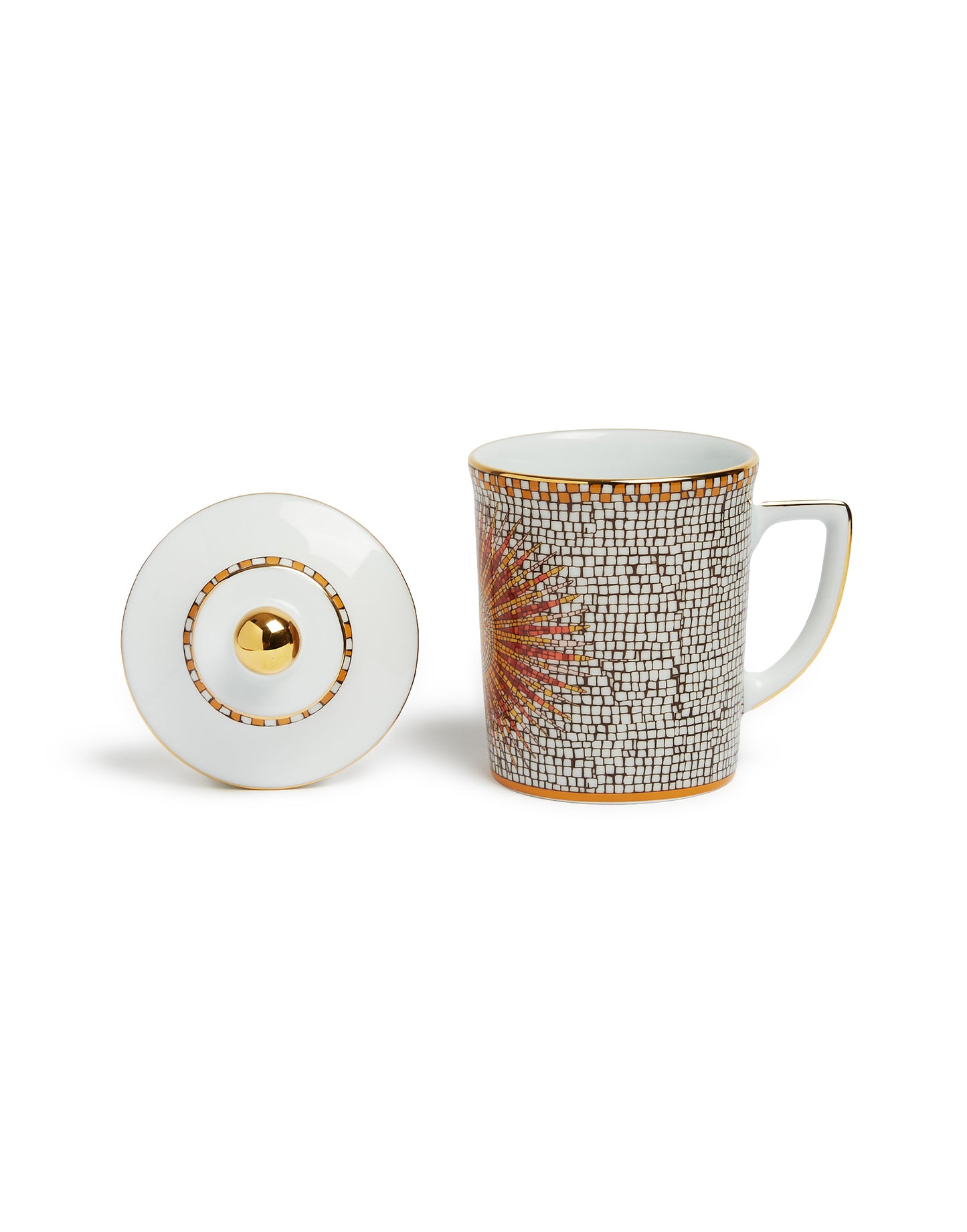 Lidded Mug - Sunrays Multicolor in Porcelain