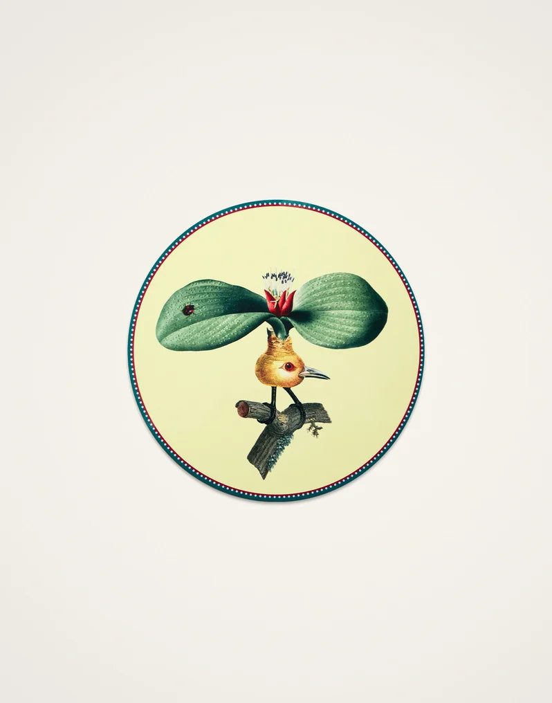 Disk Placemat Leafflyer Pale Yellow in Cork