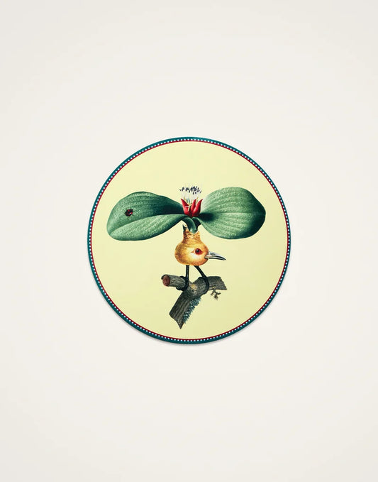 Disk Placemat Leafflyer Pale Yellow in Cork