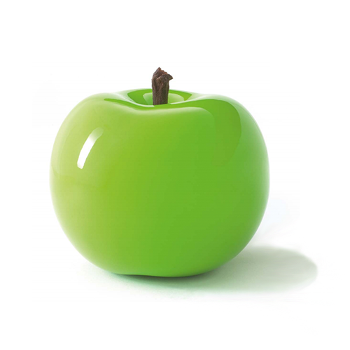 GREEN GLAZED CERAMIC APPLE SCULPTURE extra Small