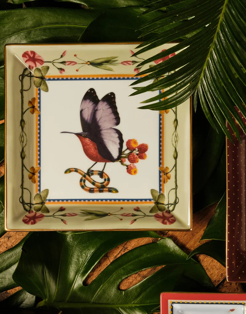 Trinket Tray Butterbird Salvia in Porcelain