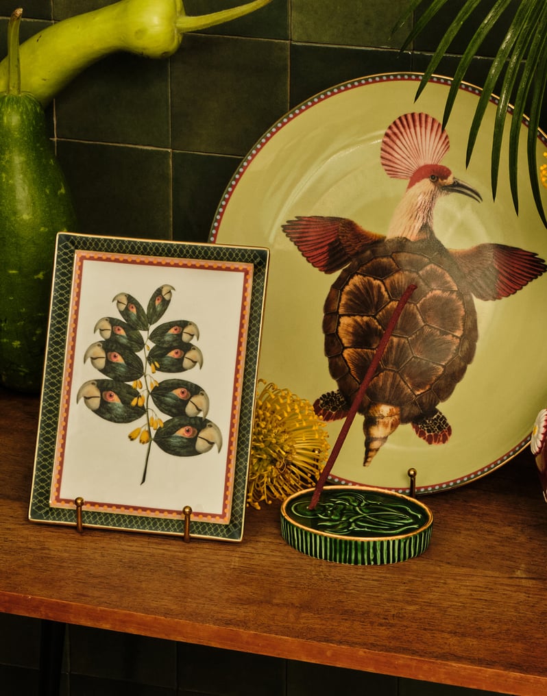 Trinket Tray Parrotstem Forest Green in Porcelain