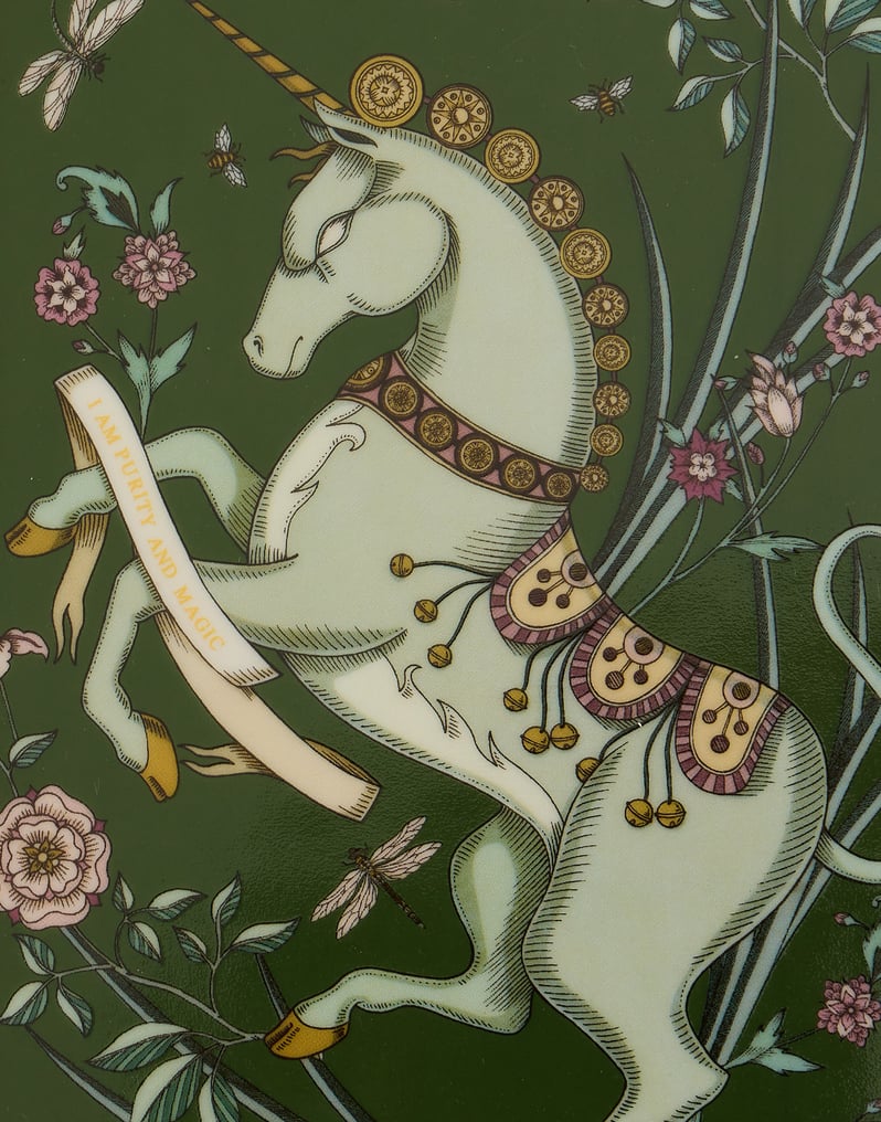 The Unicorn Dark Green in Porcelain - Trinket Tray