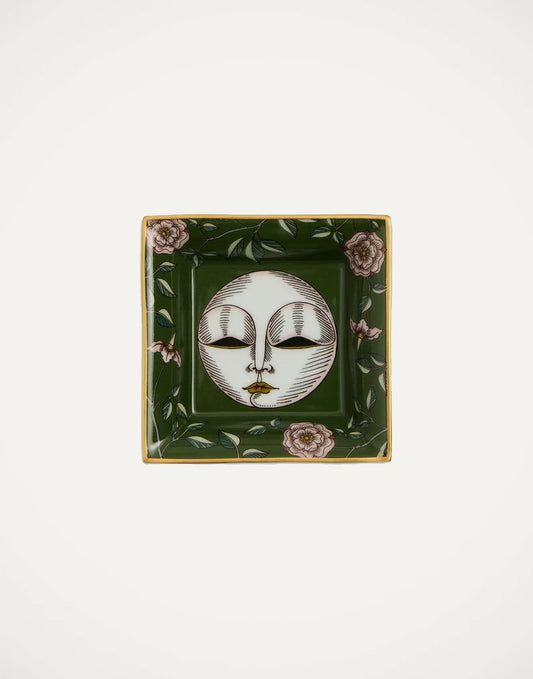 The Moon Dark Green in Porcelain - Mini Trinket Tray