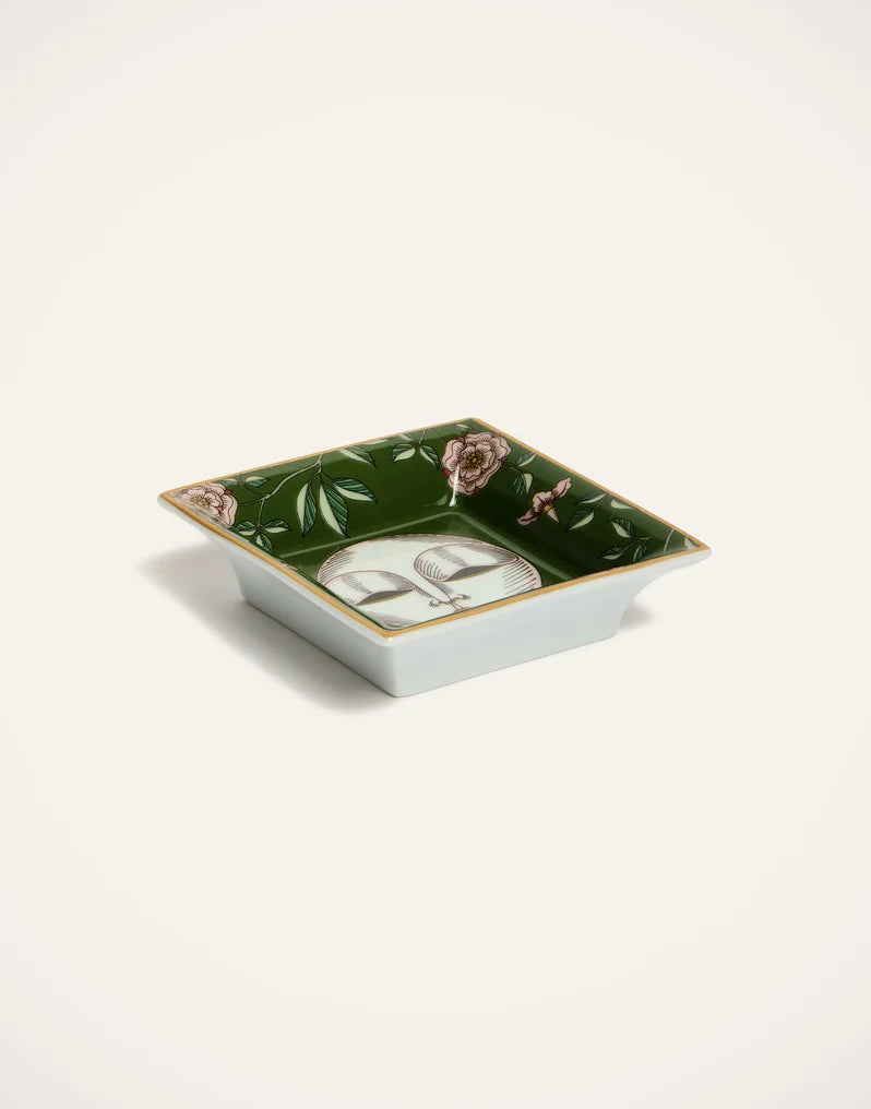 The Moon Dark Green in Porcelain - Mini Trinket Tray