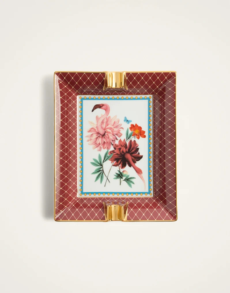 Ashtray Birdbloom Bordeaux in Porcelain