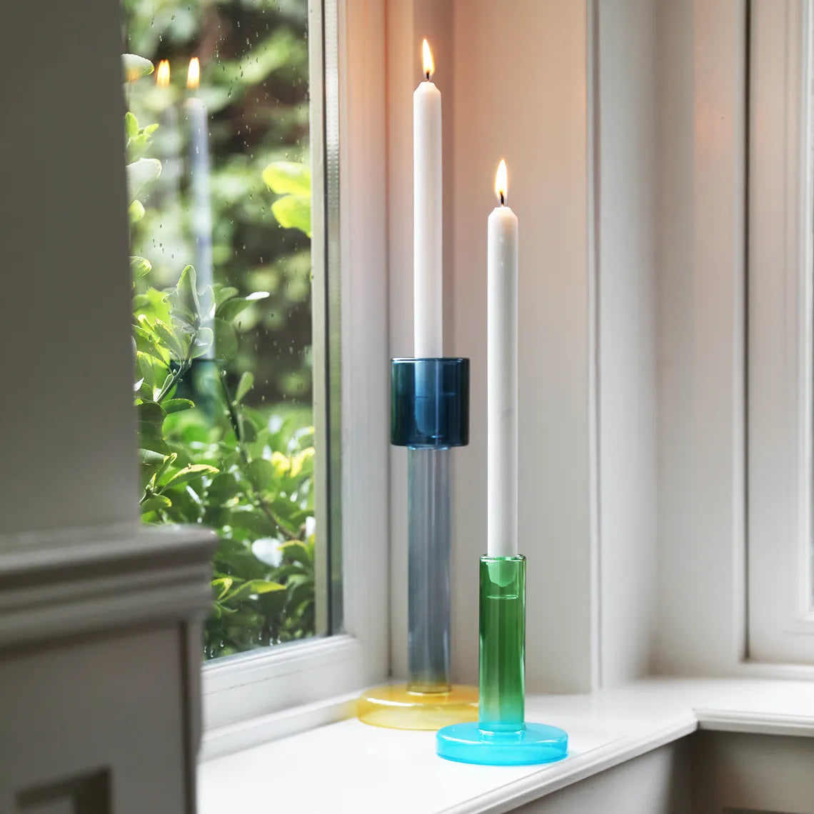Bole candle holder S green / blue