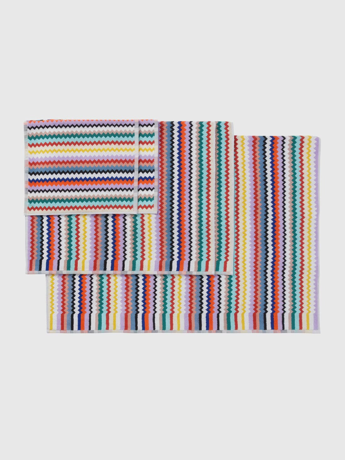 Riverbero 5-piece bath towel set in cotton terry with zigzag pattern