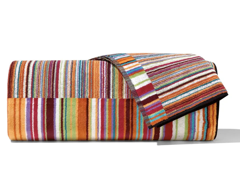 Jazz bath towel in striped cotton terry