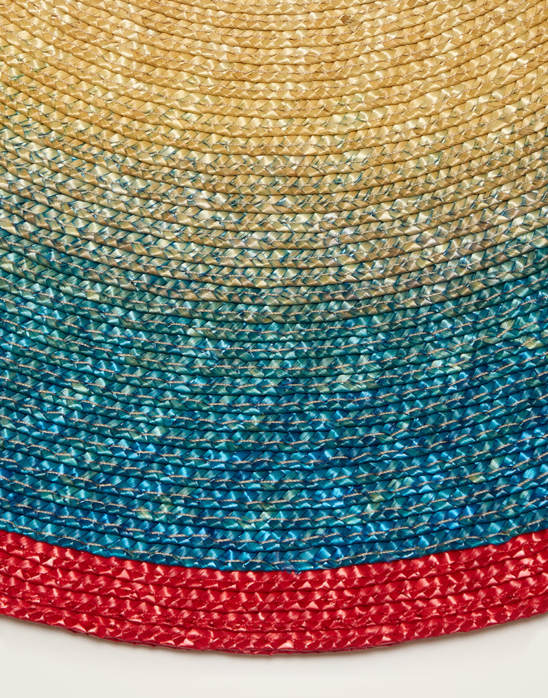 Gradient Blue in Palm Straw Handpainted Sunset Placemats Set Of 2