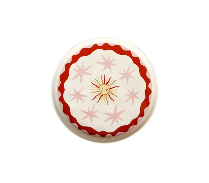 Serving Plate Sun with Pink Stars